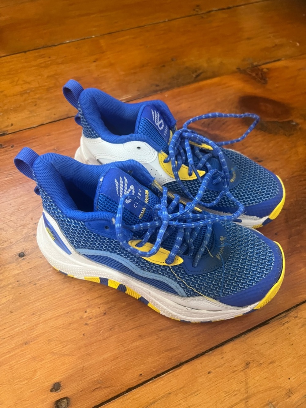 Under Armour Blue and Yellow Kids Sneakers